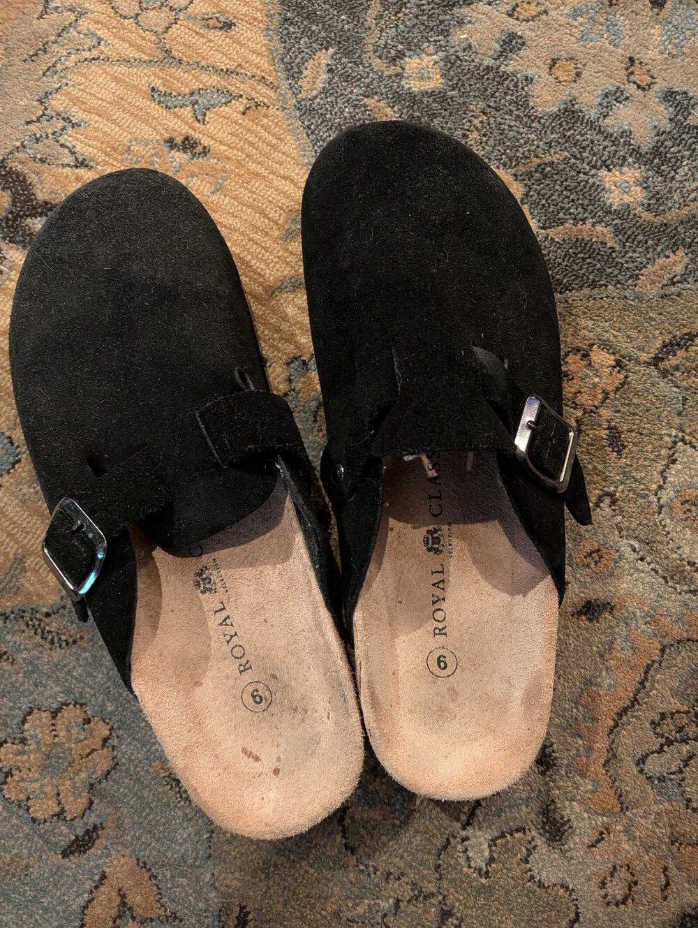 Royal Class, Men's Black Suede Clogs, Size 9